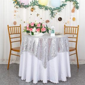 img 4 attached to 💎 Square Silver Sequin Tablecloth - Select Color & Size | 50"x50" | Customizable Option | Sequin Overlays, Runners, Gatsby Wedding, Glam Wedding Decor, Vintage Weddings