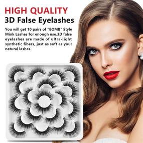 img 3 attached to 🔥 Premium Collection: 10 Pairs of Professional Reusable 3D Mink False Eyelashes - Natural, Thick, and Fluffy Faux Mink Lashes