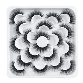 img 4 attached to 🔥 Premium Collection: 10 Pairs of Professional Reusable 3D Mink False Eyelashes - Natural, Thick, and Fluffy Faux Mink Lashes