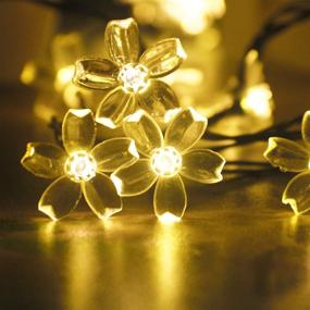 img 4 attached to 🌸 Mankinlu Solar Outdoor Cherry Blossom String Lights - 23ft, 50 LEDs - Waterproof Solar Fairy Flower Lights for Christmas Tree, Home, Lawn, Wedding, Patio, Party, and Holiday Decorations in Warm White