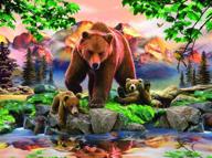 🐻 hjaa diy 5d diamond painting kit for adults: stunning bear family riverside wall decor (16x12inch) logo