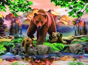 img 4 attached to 🐻 HJAA DIY 5D Diamond Painting Kit for Adults: Stunning Bear Family Riverside Wall Decor (16x12inch)