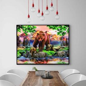 img 3 attached to 🐻 HJAA DIY 5D Diamond Painting Kit for Adults: Stunning Bear Family Riverside Wall Decor (16x12inch)