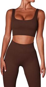 img 4 attached to 👚 Seamless High Waist Leggings Sports Bra Set: Stylish Workout Outfits for Women - Yoga Active Wear Ensemble