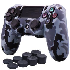 img 4 attached to 🎮 YoRHa Water Transfer Printing Silicone Cover Skin Case for Sony PS4/slim/Pro Dualshock 4 Controller x 1 (Snow) - Comes with Pro Thumb Grips x 8