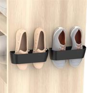 👠 efficient space-saving shoe storage: yocice wall mounted shoes rack 2pack with sticky hanging strips - plastic shoe holder, closet organizer - door shoe hangers (sm03-black-2) логотип