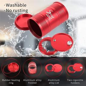 img 3 attached to 🚬 CA-AL1 Portable Car Ashtray with Rotating Lid - Mini Trash Can, Detachable, Full Washable for Car, Outdoor, Indoor, Travel - Metal Auto Ash Tray in Red