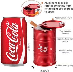 img 2 attached to 🚬 CA-AL1 Portable Car Ashtray with Rotating Lid - Mini Trash Can, Detachable, Full Washable for Car, Outdoor, Indoor, Travel - Metal Auto Ash Tray in Red