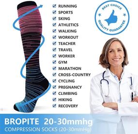 img 1 attached to 🧦 Men & Women's Bropite Compression Socks - 6 Pairs of Medical Knee High Stockings with 20-30mmHg for Optimal Support