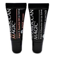 moroccan magic organic lip salve pack - natural cold pressed argan & essential oils lip care - smooth application - non-toxic & cruelty free - coconut almond & rose - 2 pack logo