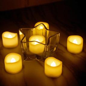 img 2 attached to Candle Choice Votive Candles 48 Pack - Flameless LED Tea Lights for Decor - Battery Operated Flickering Small Tealights - Thanksgiving, Wedding, Birthday, Baby Party, Christmas, Halloween Decorations