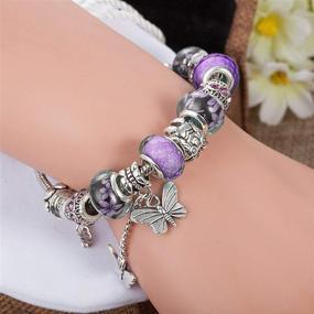 img 2 attached to 🦄 Women's Charm Bracelet with Unicorns Gifts, Murano Glass Beads, Butterfly, and Flower Charms