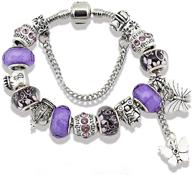 🦄 women's charm bracelet with unicorns gifts, murano glass beads, butterfly, and flower charms logo