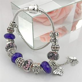 img 1 attached to 🦄 Women's Charm Bracelet with Unicorns Gifts, Murano Glass Beads, Butterfly, and Flower Charms