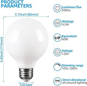 img 1 attached to 💡 TORCHSTAR Dimmable Frosted Filament Bathroom Industrial Electrical: The Perfect Lighting Solution for Your Bathroom Space