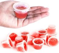 🥤 125 pack of 1 ounce mini clear plastic cups with lids for jello shots, condiment sauces, dips, souffle - ideal for restaurants, parties, and events logo