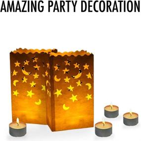 img 3 attached to 🕯️ White Luminary Candle Bags with Stars Moon: Reusable, Fire-Retardant Wedding Lanterns for Engagement, Valentine, and Special Events – 20 pcs