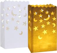 🕯️ white luminary candle bags with stars moon: reusable, fire-retardant wedding lanterns for engagement, valentine, and special events – 20 pcs логотип