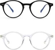 unisex blue light blocking glasses blue filter computer glasses anti eye eyestrain gaming glasses for women man，non prescription (2pc(black/transparent)) logo