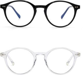 img 4 attached to Unisex Blue Light Blocking Glasses Blue Filter Computer Glasses Anti Eye Eyestrain Gaming Glasses For Women Man，Non Prescription (2Pc(Black/Transparent))