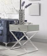 🌙 iconic home ithaca nightstand: sleek grey side table with self-closing drawer & stylish x base логотип