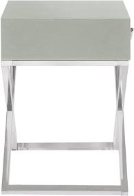 img 1 attached to 🌙 Iconic Home Ithaca Nightstand: Sleek Grey Side Table with Self-Closing Drawer & Stylish X Base