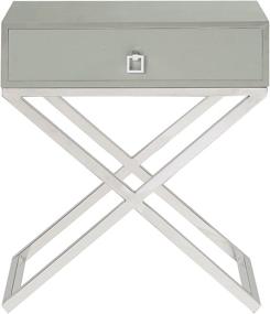 img 2 attached to 🌙 Iconic Home Ithaca Nightstand: Sleek Grey Side Table with Self-Closing Drawer & Stylish X Base