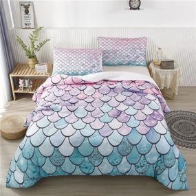 img 4 attached to RYNGHIPY Mermaid Comforter Colorful Collections