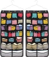 🔒 efficient storage solution: aarainbow dual-sided hanging closet organizer with 42 pockets - ideal for underwear, stockings, toiletries, accessories, bras, dresser, panties, socks, and drawers (a-black) логотип