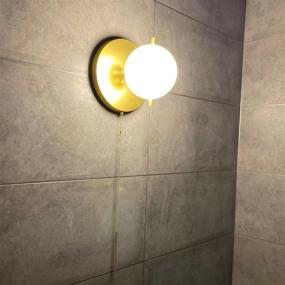 img 1 attached to 💡 Injuicy Satin Brass Wall Sconce with White Globe Glass, Pull Switch Wall Lamp for Bathroom, Living Room & Hallway Vanity Lighting