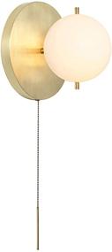 img 4 attached to 💡 Injuicy Satin Brass Wall Sconce with White Globe Glass, Pull Switch Wall Lamp for Bathroom, Living Room & Hallway Vanity Lighting