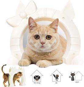 img 4 attached to 🐈 SlowTon Cat Door: Easy-to-Install Pet Door with 2-Way Access, Ideal for Cats up to 21lbs, Fits Hollow Core Glass and Solid Doors, Includes Hidden Litter Box in Basement or Laundry Room