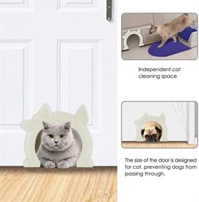 img 3 attached to 🐈 SlowTon Cat Door: Easy-to-Install Pet Door with 2-Way Access, Ideal for Cats up to 21lbs, Fits Hollow Core Glass and Solid Doors, Includes Hidden Litter Box in Basement or Laundry Room