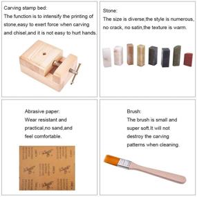 img 3 attached to 🔨 PH PandaHall Stone Carving Tool Chisels/Knife Set Kit, 8pcs Chinese Seal Stamp Stone, Wood Bed Stamp Carved Bed for Stamp Carving