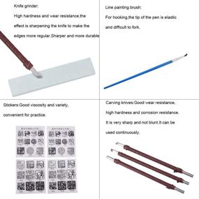 img 2 attached to 🔨 PH PandaHall Stone Carving Tool Chisels/Knife Set Kit, 8pcs Chinese Seal Stamp Stone, Wood Bed Stamp Carved Bed for Stamp Carving