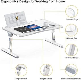 img 1 attached to 💻 Marble Laptop Desk for Bed: Adjustable Lap Desk for 17inch Laptops with Storage - Large Foldable Bed Tray for Sofa Work from Home Office - Portable & Stylish