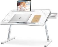 💻 marble laptop desk for bed: adjustable lap desk for 17inch laptops with storage - large foldable bed tray for sofa work from home office - portable & stylish логотип