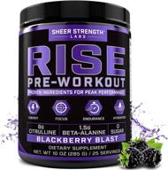 🔬 science backed pre workout powder supplement for men & women – rise with no jitters – supports steady energy & lasting endurance – sheer strength labs - blackberry blast flavor - 25 servings logo