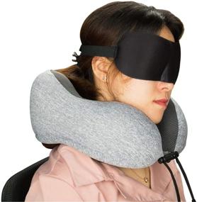 img 1 attached to 🌙 Vento Memory Foam Travel Pillow - Airplane Neck Pillow for Air Travel, Compact & Adjustable - Memory Foam Neck Pillow, Air Plane Travel Kit with Earplugs, Eye Masks, and Portable Bag - Comfort Compressible