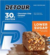 🍫 detour chocolate chip caramel lower sugar whey protein bar - 3 oz, pack of 12 logo