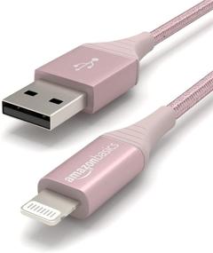 img 2 attached to 🔌 Кабель зарядки iPhone Amazon Basics - сертифицированный MFi, USB-A в стиле нейлонового кабеля Lightning - 1 фут, розовое золото - совместим с Apple iPhone, iPad - долговечность сгибания 10 000 раз.