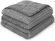 🔲 uttermara sherpa fleece weighted blanket for adults - cozy 15lbs striped ribbed fuzzy bed blanket, 48 x 72 inches, grey logo