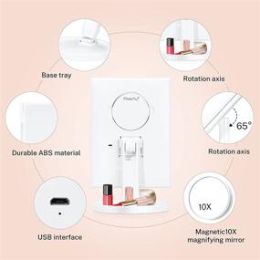 img 3 attached to Magicfly Rechargeable LED Trifold Vanity Mirror with 60 LEDs, 1X/2X/3X/10X Magnification, Touch Control Brightness Adjustment, Portable Lighted Makeup Mirror (White)