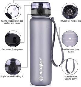 img 3 attached to 💧 Stay Hydrated and Motivated with Eulogize 32 Oz BPA Free Fruit Infusion Water Bottle: Time Marker, Leakproof Design, Infusion Rod, Cleaning Brush, Carry Strap