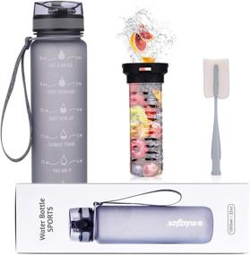 img 2 attached to 💧 Stay Hydrated and Motivated with Eulogize 32 Oz BPA Free Fruit Infusion Water Bottle: Time Marker, Leakproof Design, Infusion Rod, Cleaning Brush, Carry Strap