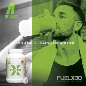 img 1 attached to Атомная сила питания Fuel X30 Whey Isolate - высококачественный увеличитель мышечной массы - нулевой сахар, нулевой жир, без глютена, без лактозы (2 фунта, молоко и печенье)