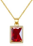 💎 vonssy red ruby pendant necklace, rectangle shape, 18" length with 2" extension logo