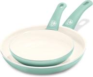 🍳 komплект сковороды/сковороды greenlife soft grip healthy ceramic nonstick цвета бирюзы, диаметром 7" и 10 логотип