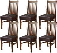 🪑 yisun waterproof and oilproof pu leather stretch dining chair covers, coffee, 6 pack - slipcover protector for dining chairs logo