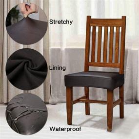 img 1 attached to 🪑 YISUN Waterproof and Oilproof Pu Leather Stretch Dining Chair Covers, Coffee, 6 Pack - Slipcover Protector for Dining Chairs